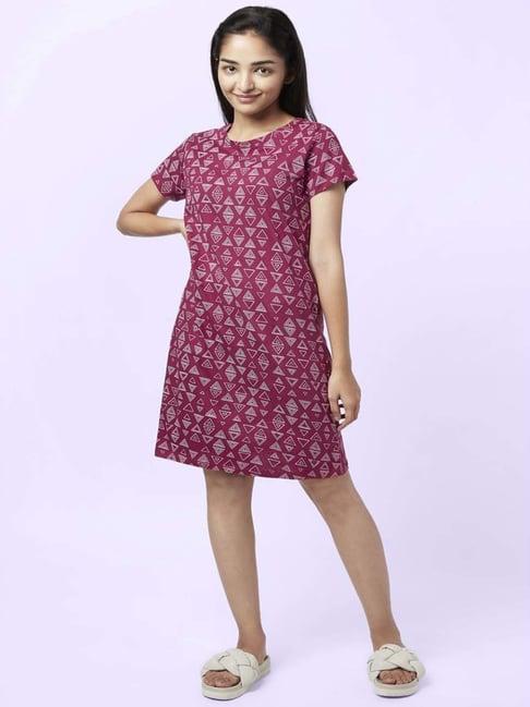 yu by pantaloons wine cotton printed nighty