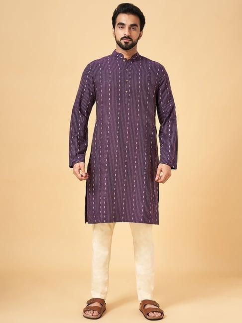 yu by pantaloons wine regular fit self pattern kurta