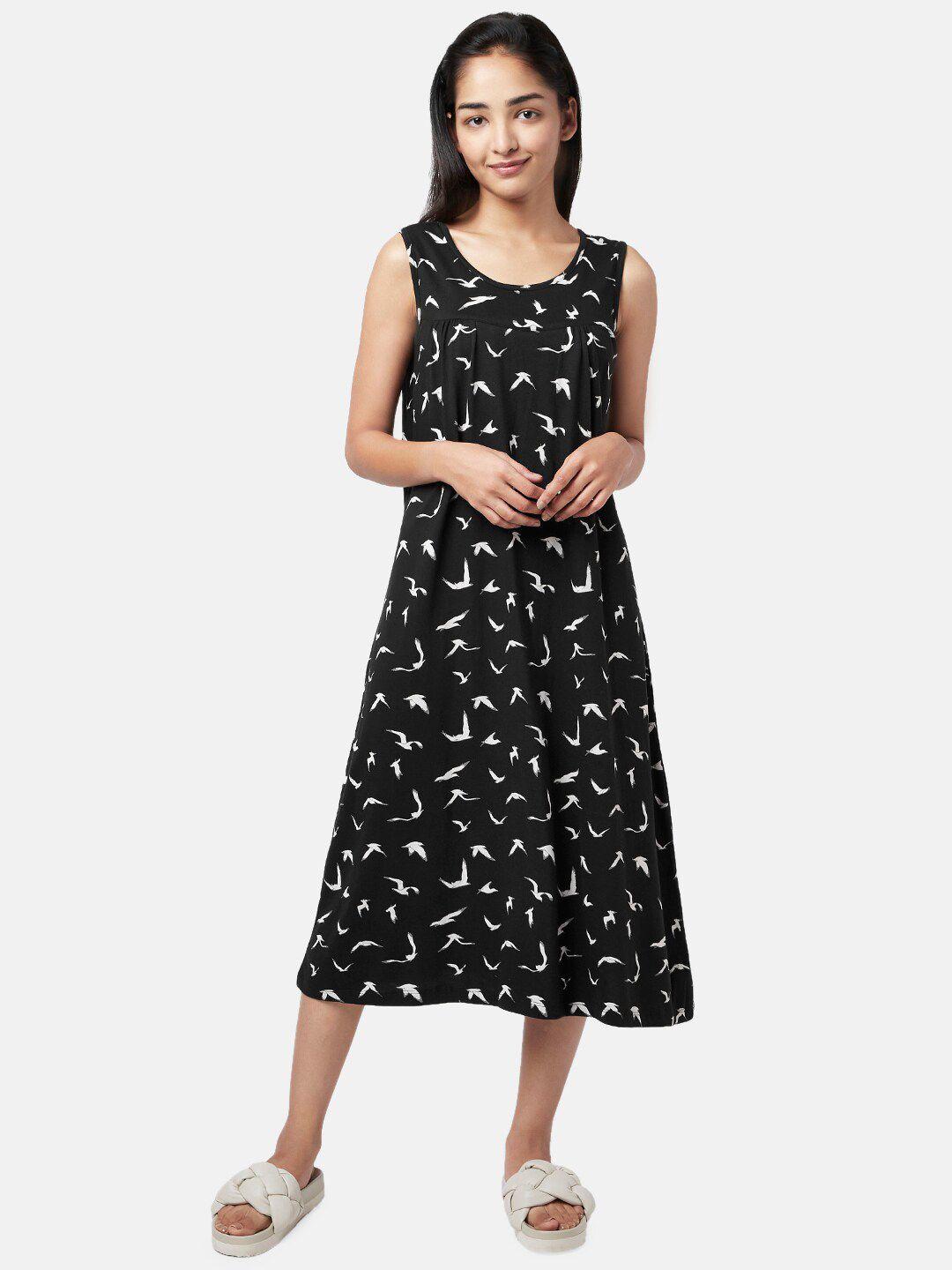 yu by pantaloons women black conversational printed nightdress