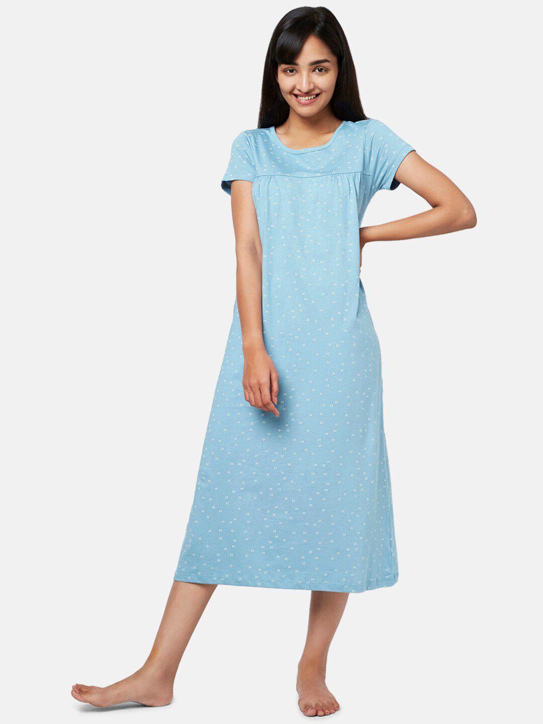 yu by pantaloons women blue floral printed nightdress