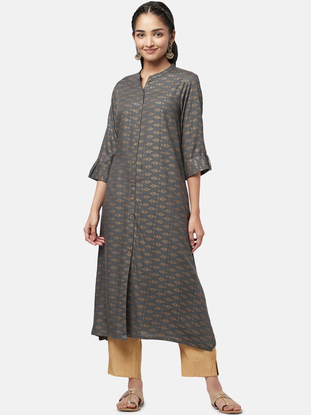 yu by pantaloons women ethnic motif printed roll-up sleeves a-line kurta