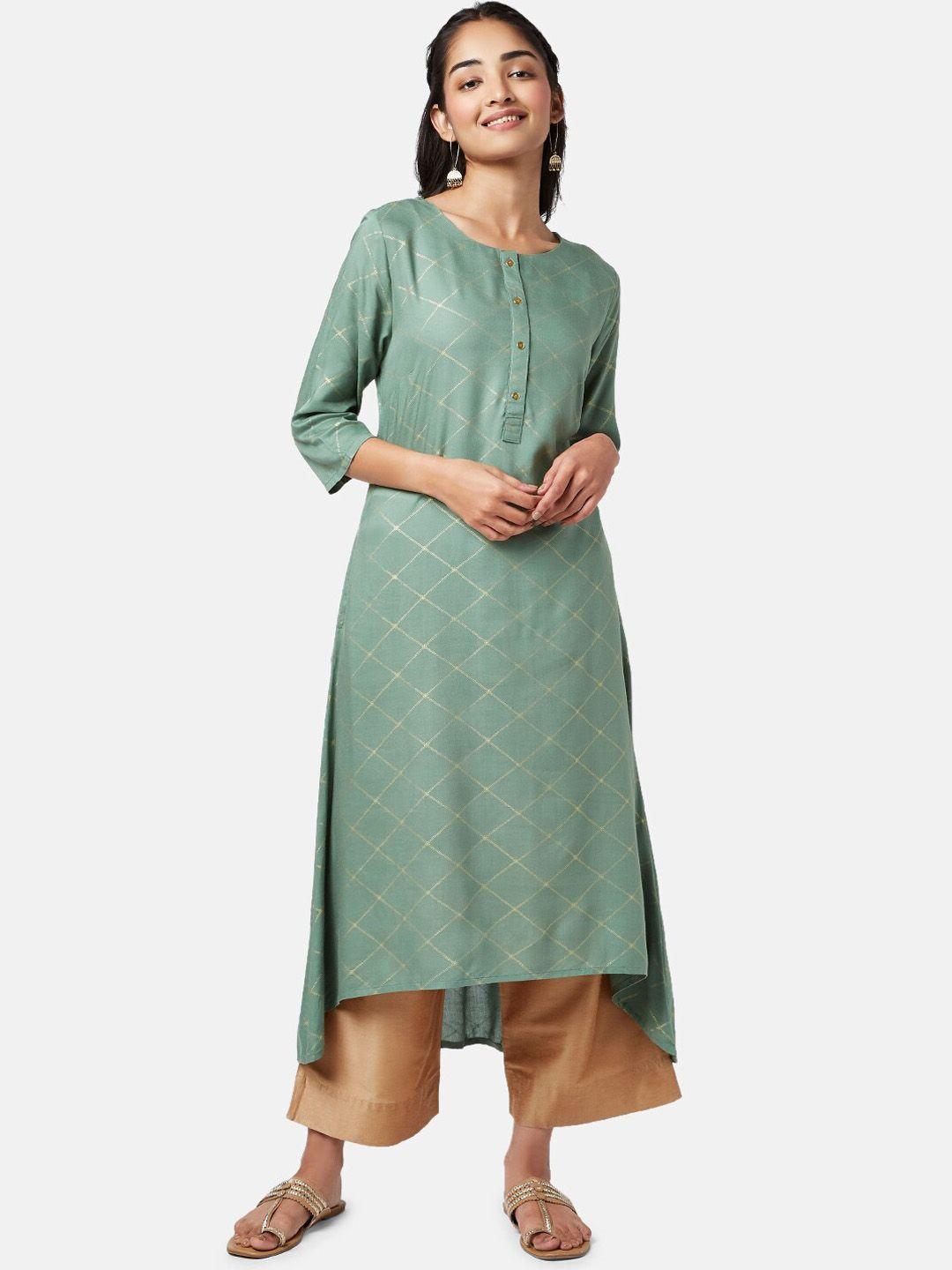 yu by pantaloons women green printed kurta