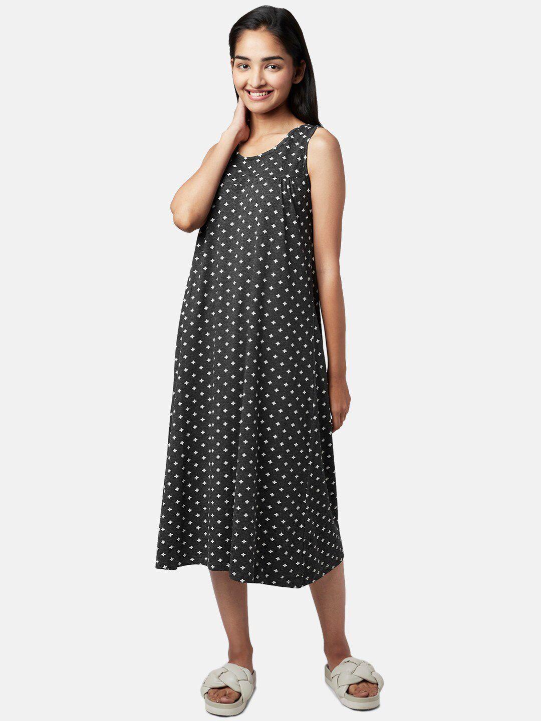 yu by pantaloons women grey geometric printed nightdress