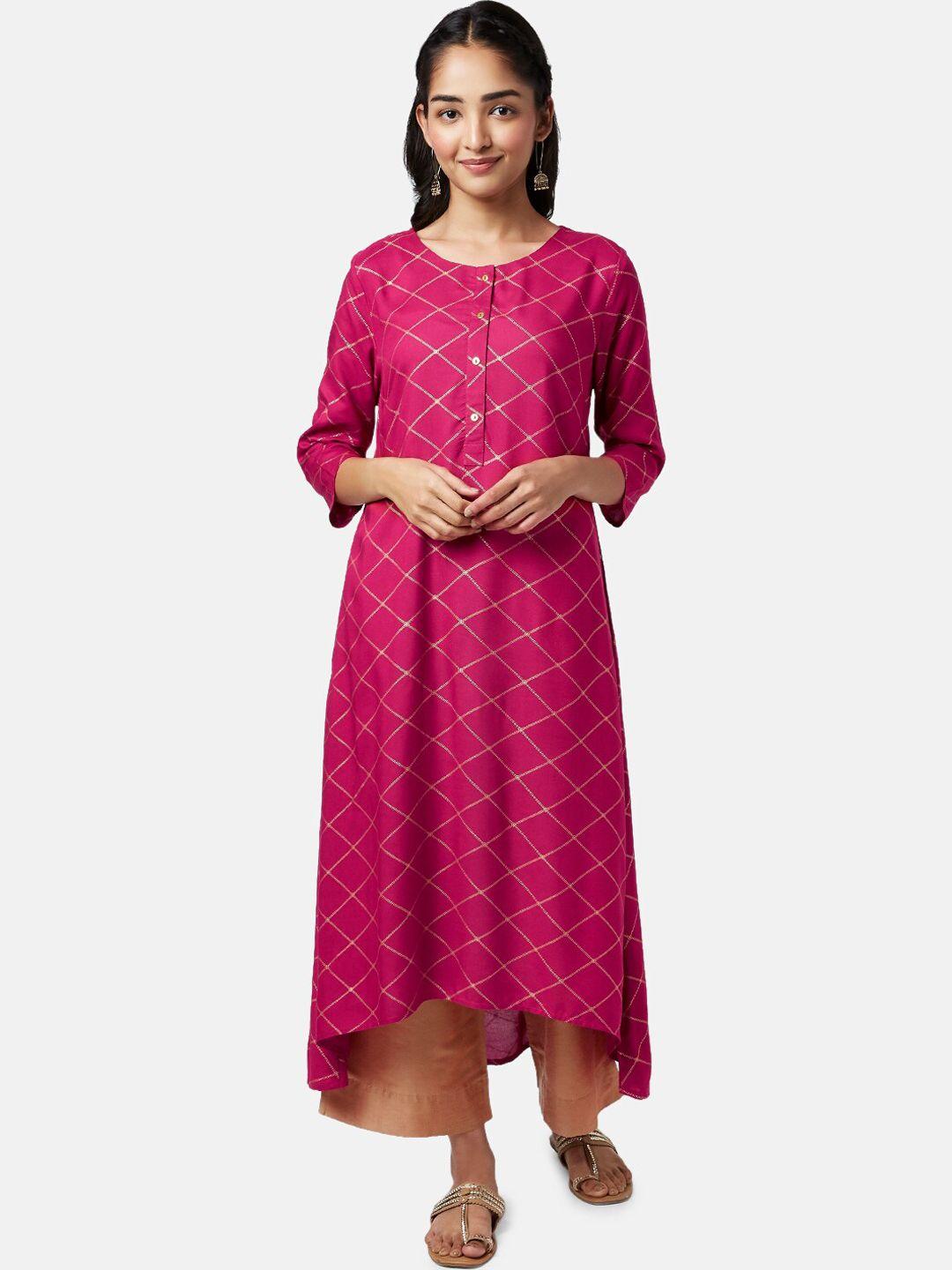 yu by pantaloons women pink geometric printed kurta