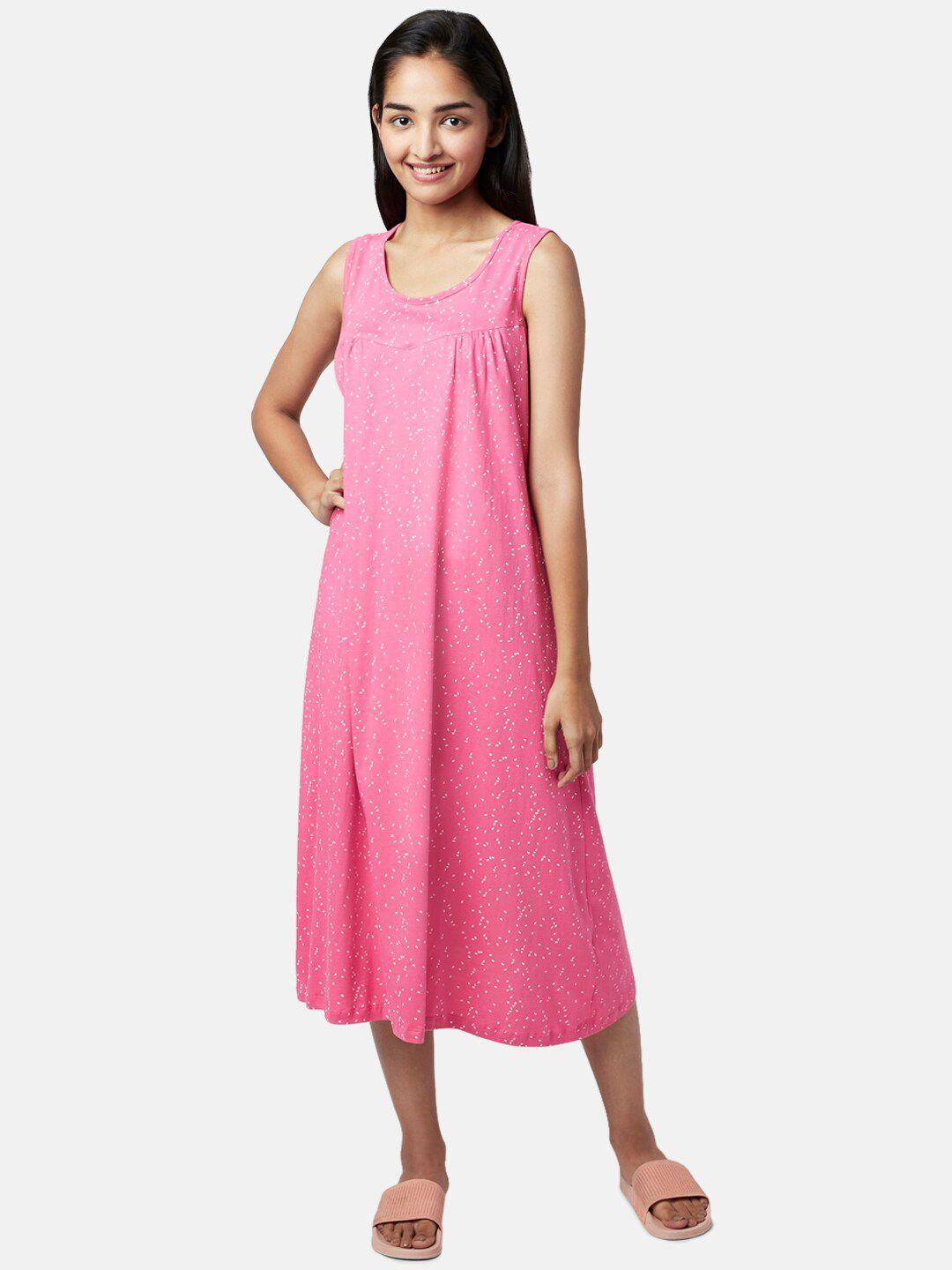 yu by pantaloons women pink geometric printed nightdress