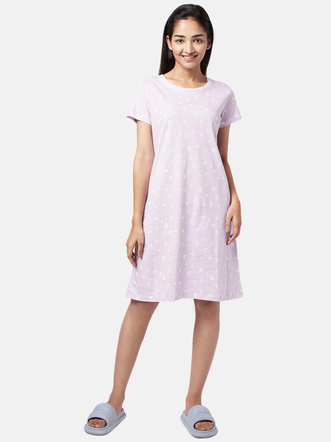 yu by pantaloons women purple conversational printed nightdress