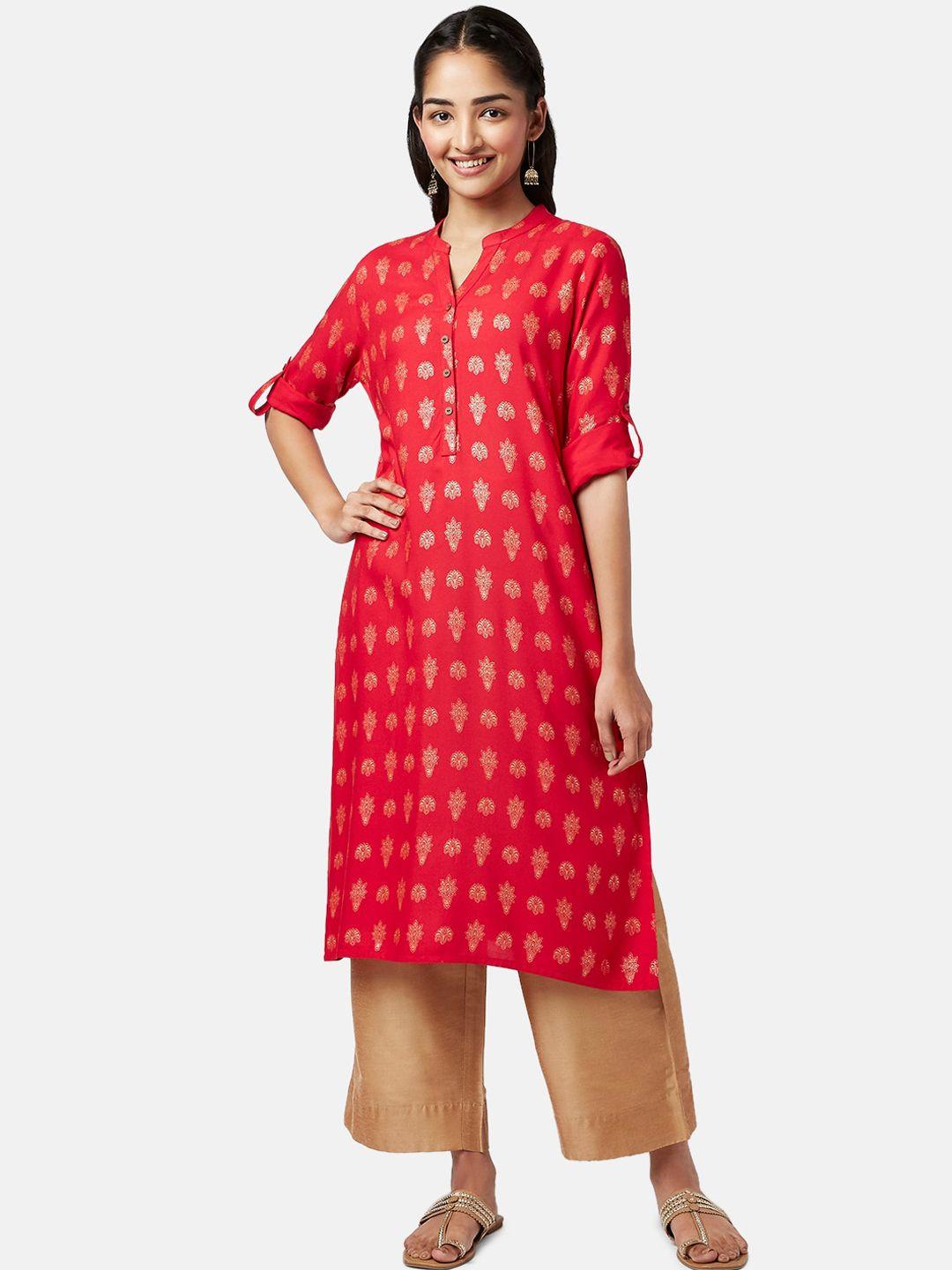 yu by pantaloons women red ethnic motifs printed kurta