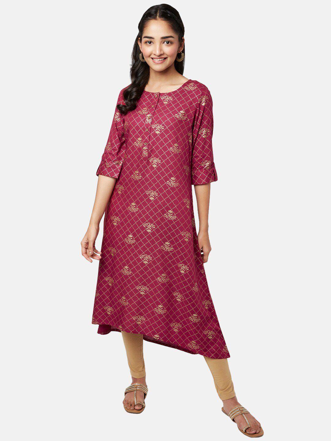 yu by pantaloons women red ethnic motifs printed kurta