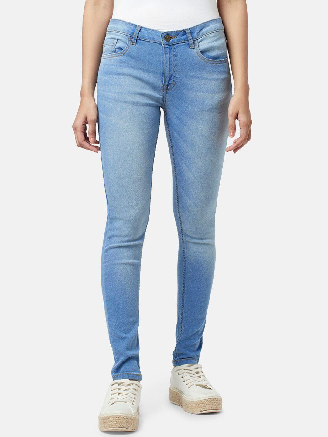 yu by pantaloons women skinny fit light fade jeans