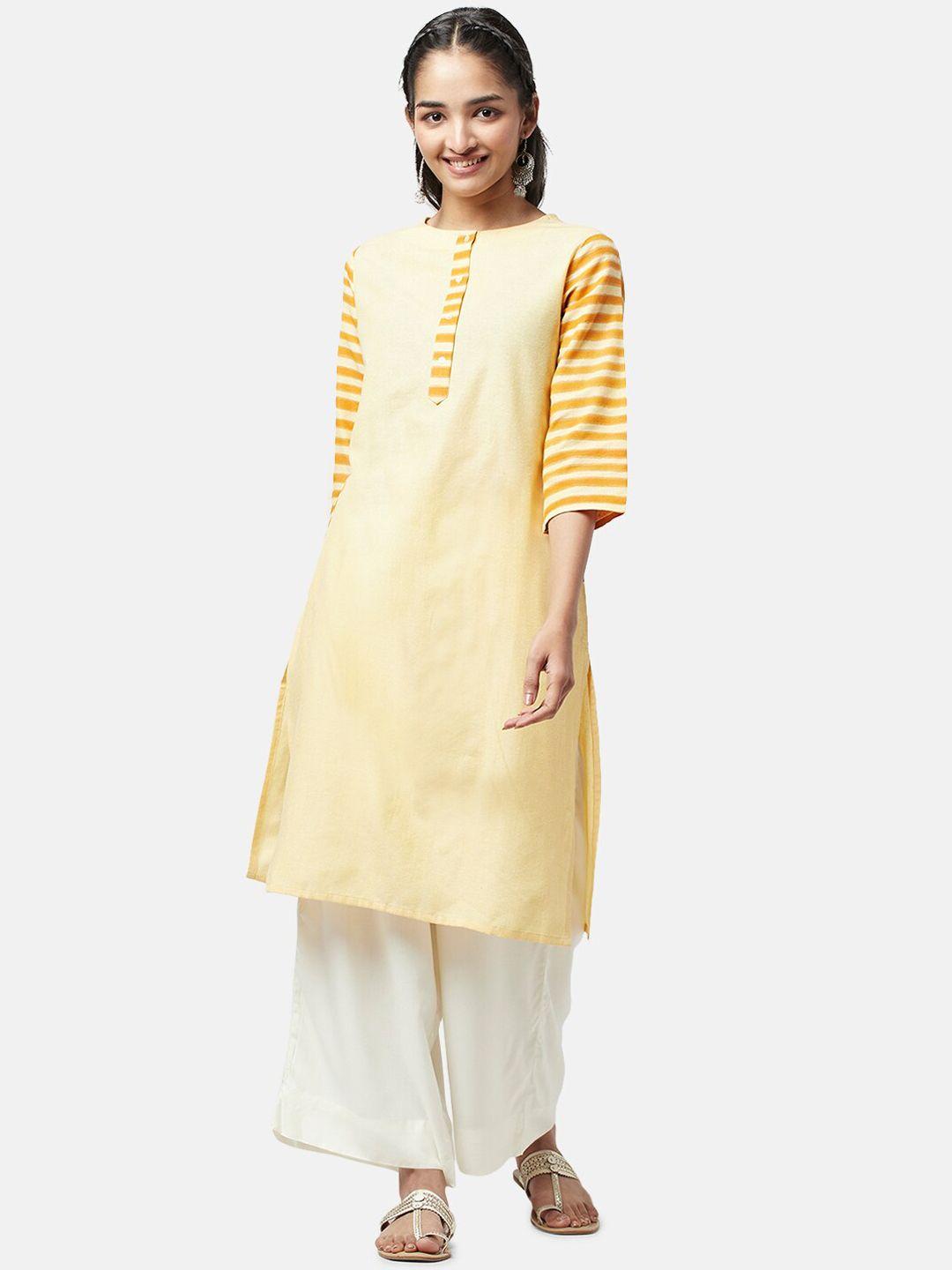 yu by pantaloons women striped round neck kurta