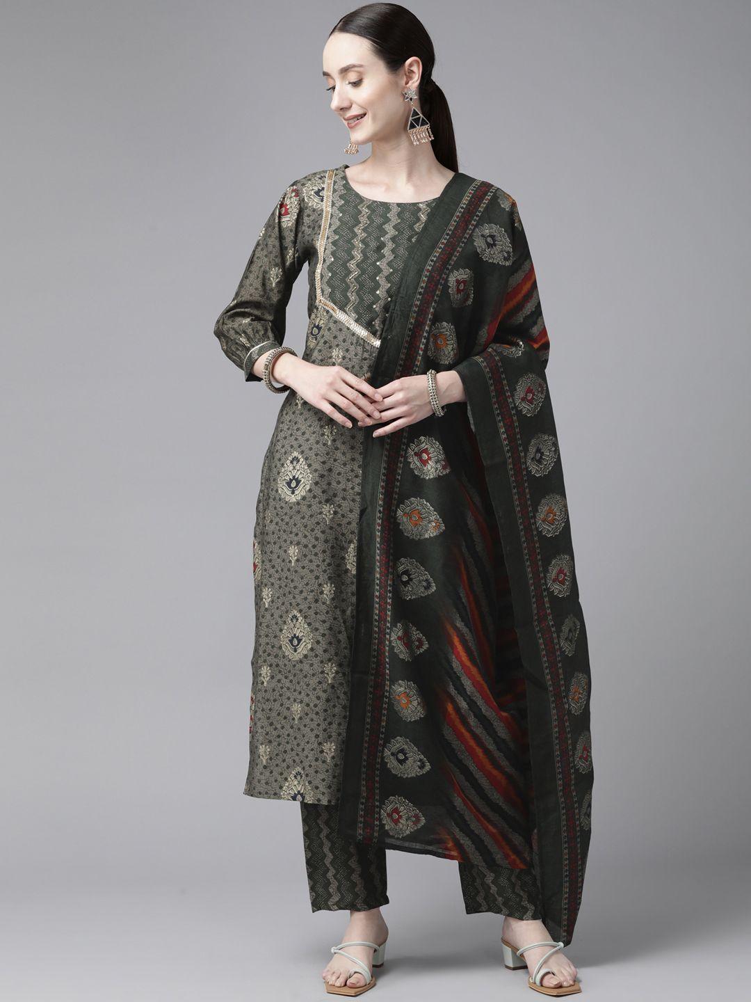 yufta women ethnic motifs printed sequinned kurta set