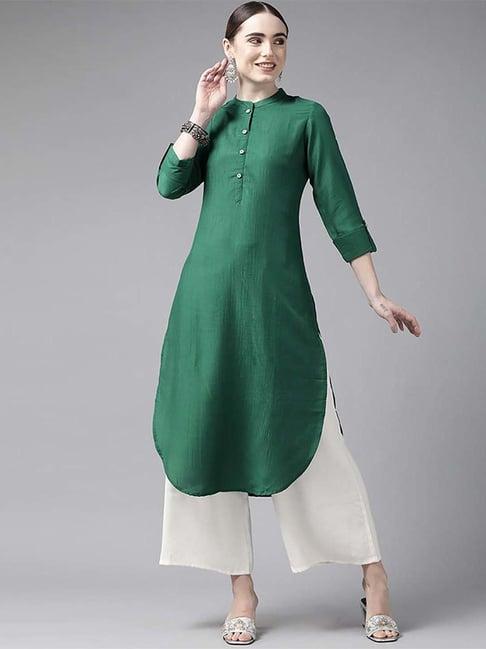 yufta green straight kurta