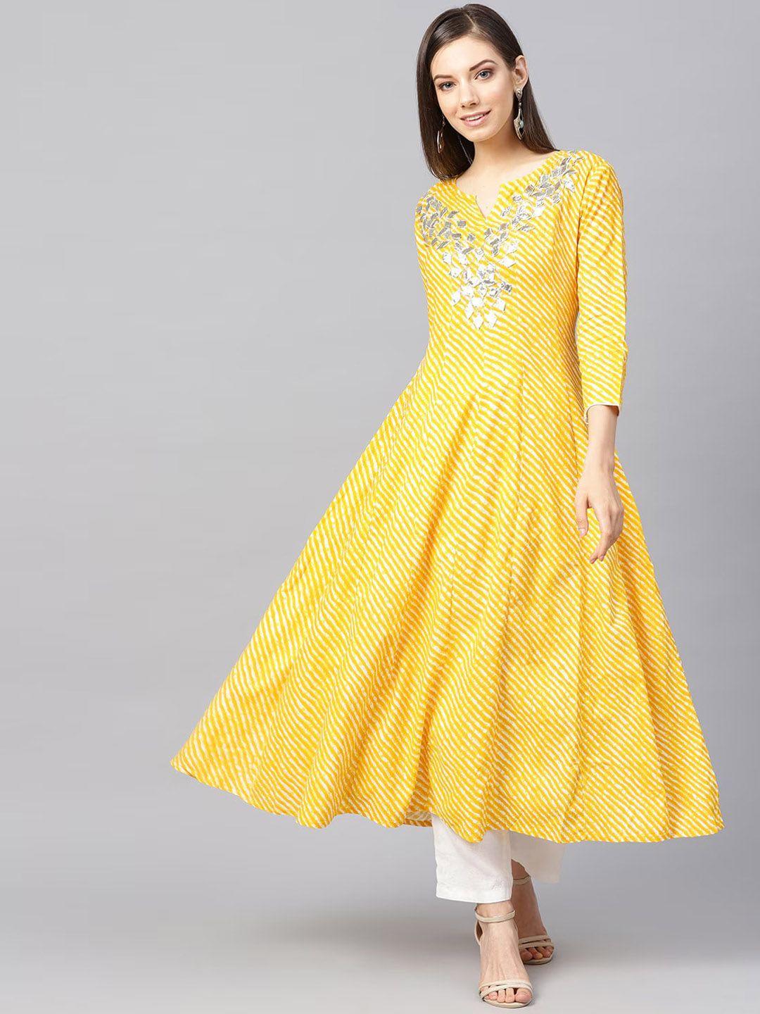 yufta leheriya printed gotta patti anarkali kurta