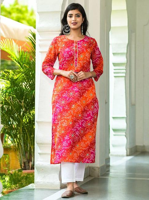 yufta multicolor printed a line kurta