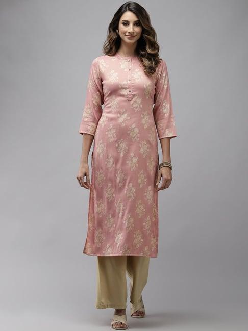 yufta pink printed kurta