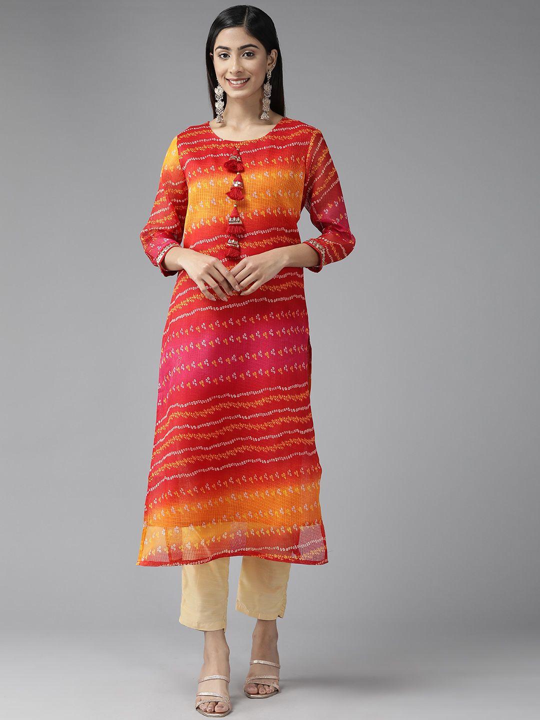 yufta women bandhani printed kurta