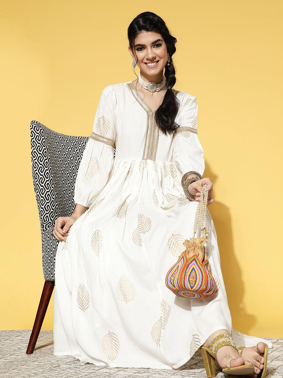 yufta women classic white ethnic motifs swirling volume dress