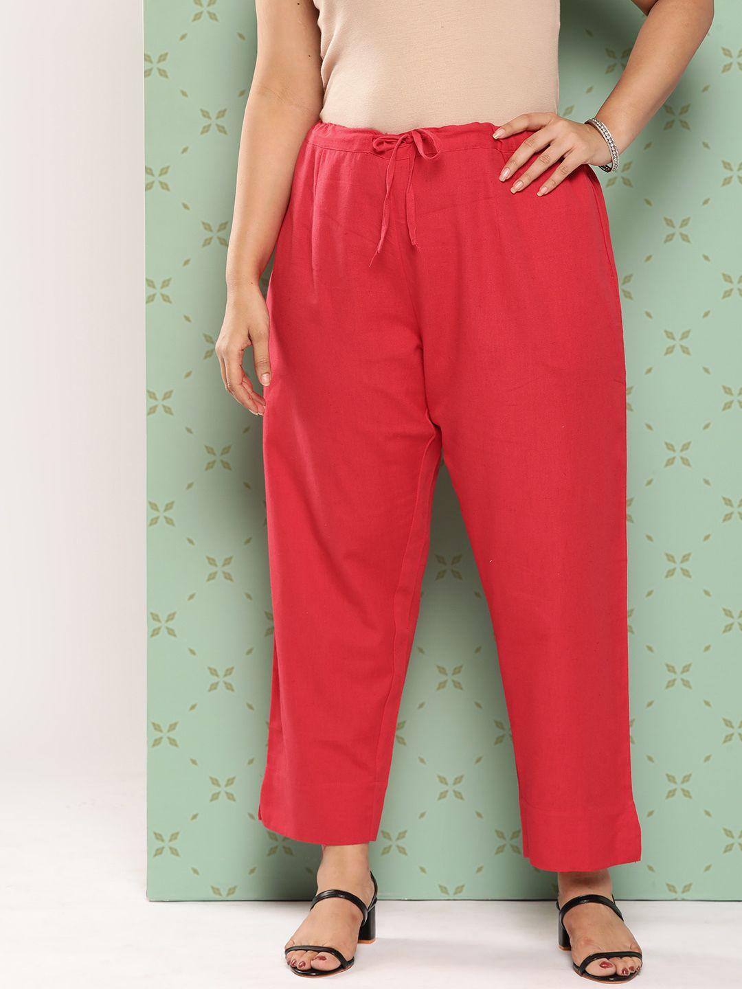 yufta women plus size norma slim fit pure cotton ethnic trousers