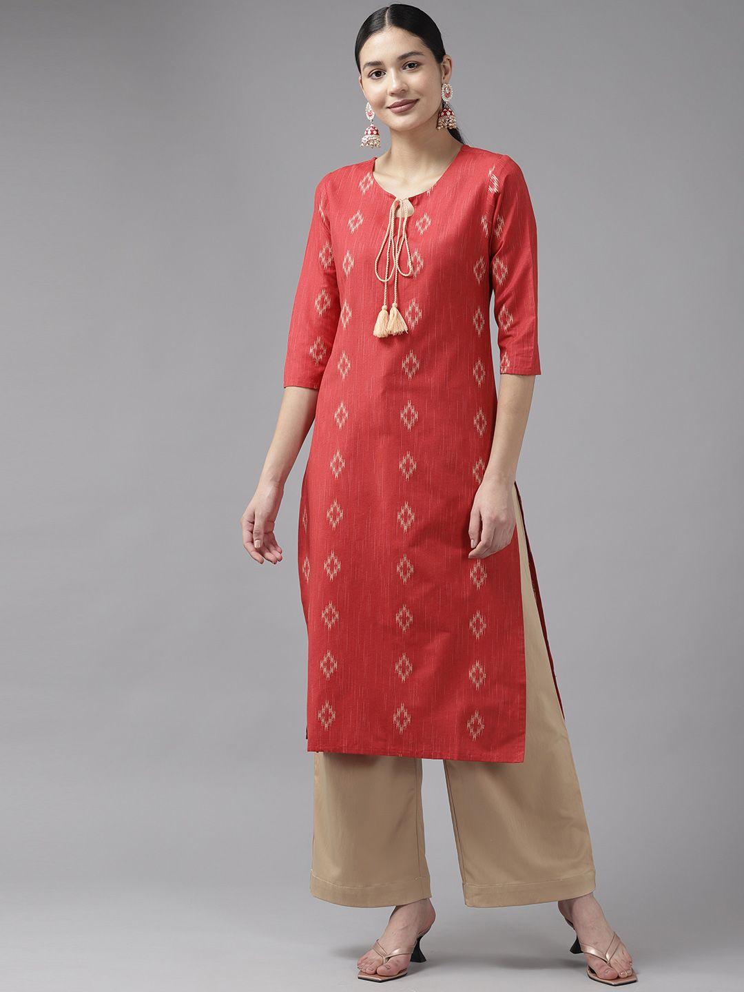 yufta women woven design straight kurta