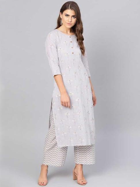 yuris grey printed
 kurta & palazzo set