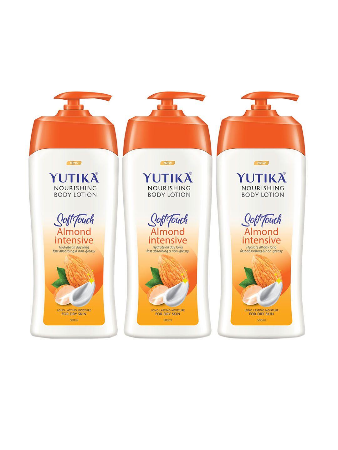 yutika set of 3 soft touch almond intensive nourishing body lotion 500 ml each
