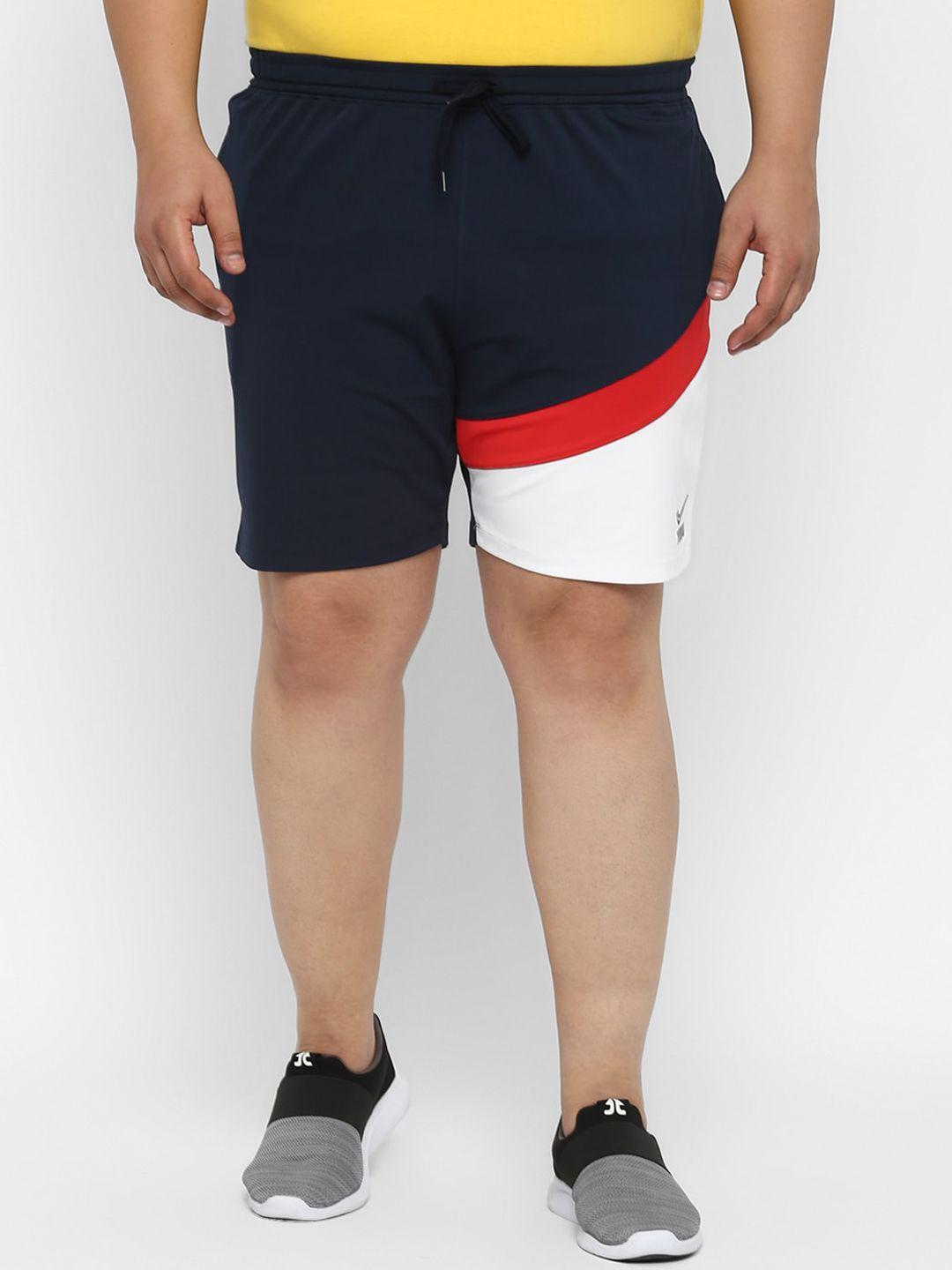 yuuki men navy blue colourblocked running sports shorts