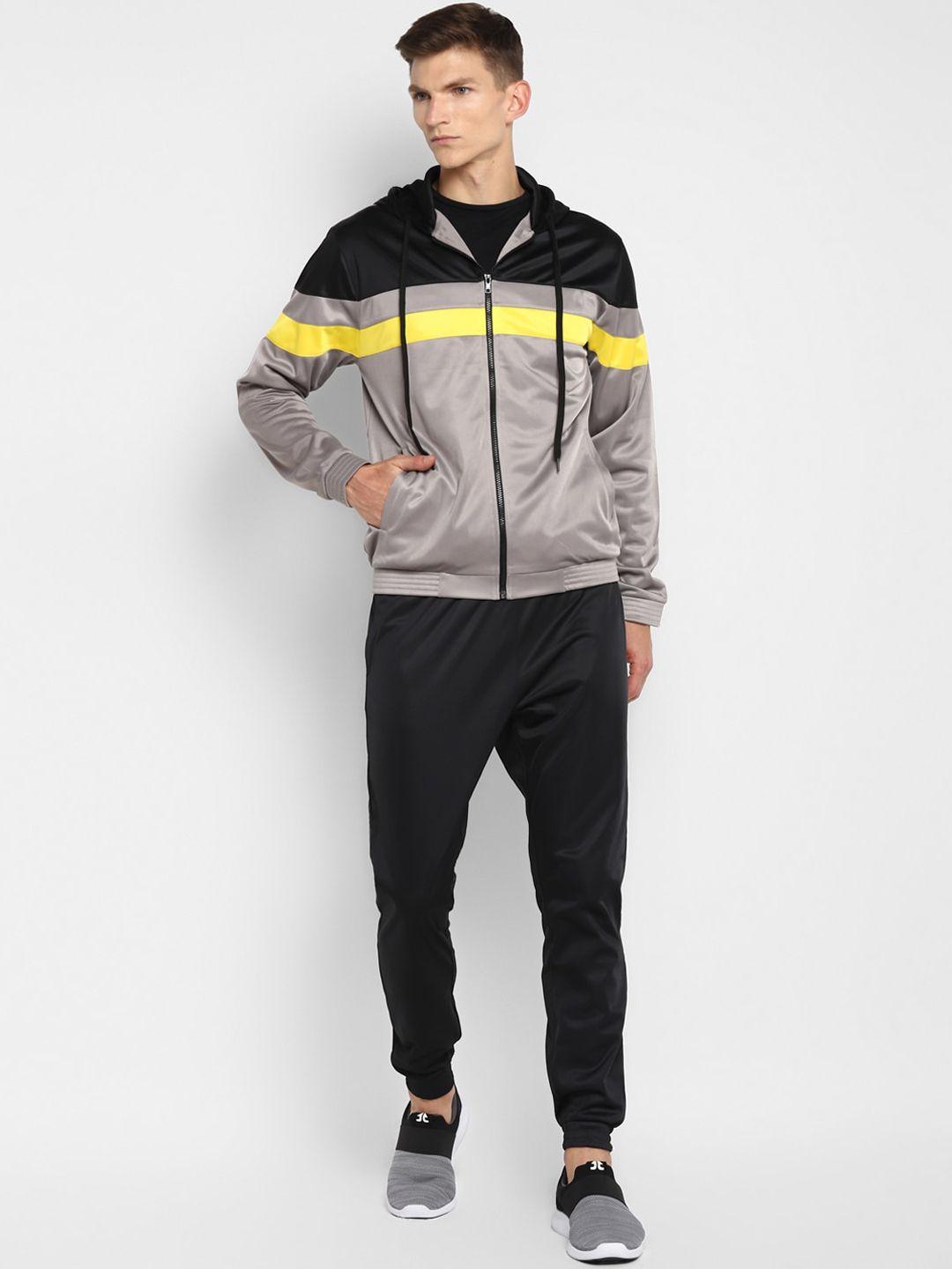 yuuki men black & grey colourblocked tracksuit