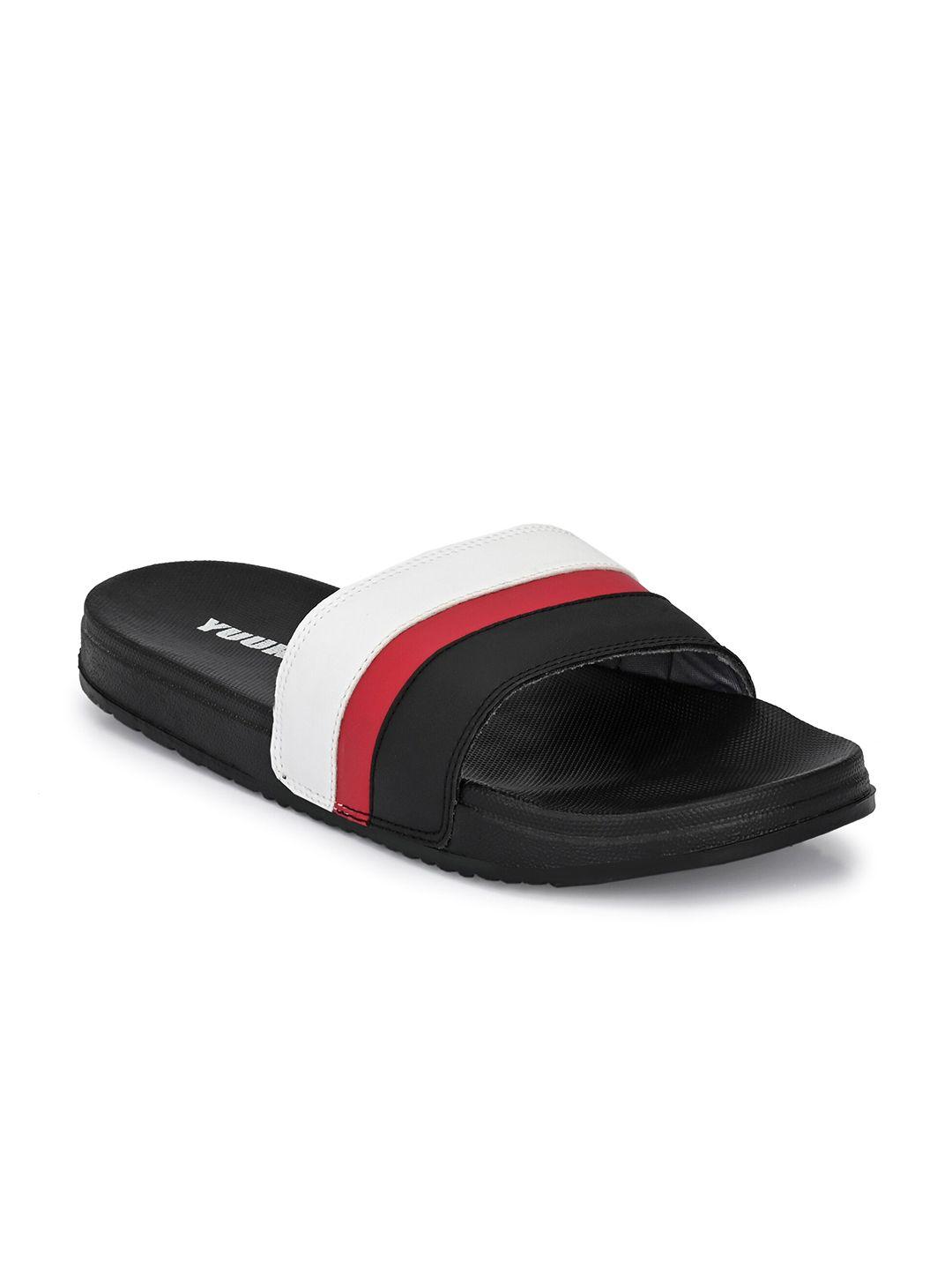 yuuki men black & red striped sliders