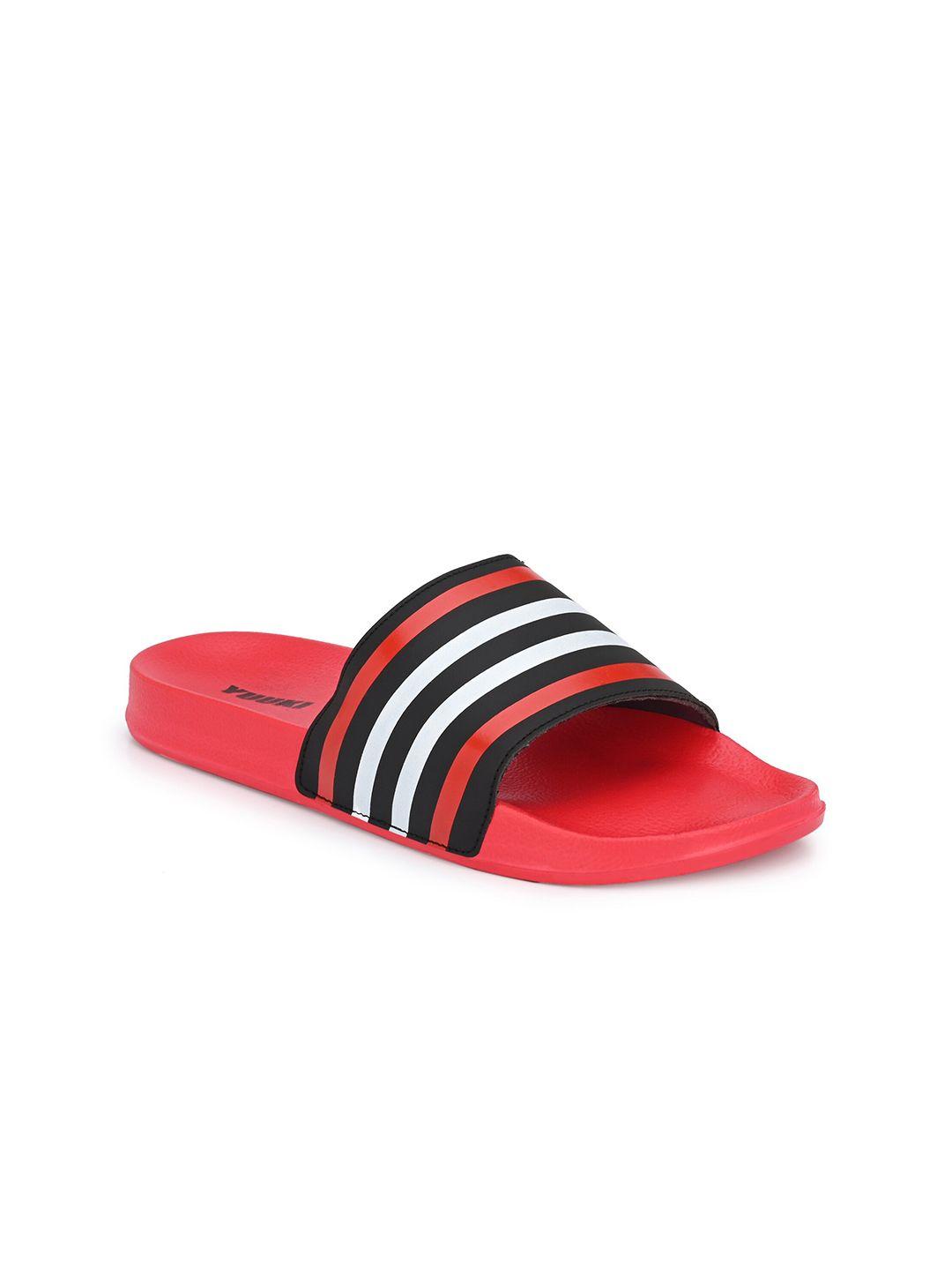 yuuki men black & red striped sliders