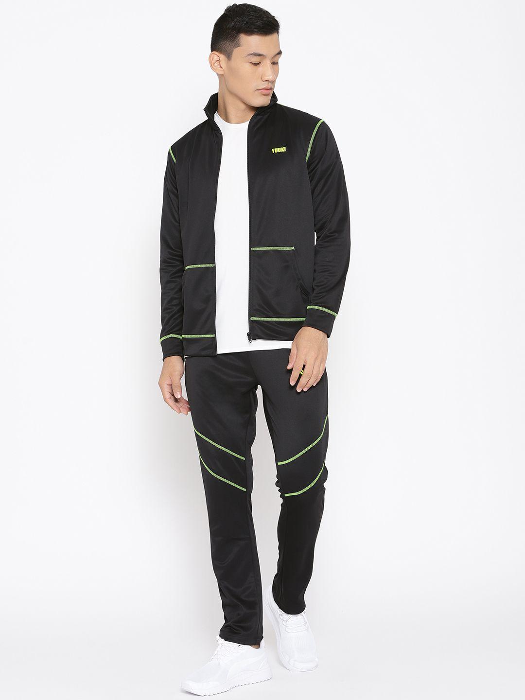 yuuki men black solid tracksuit