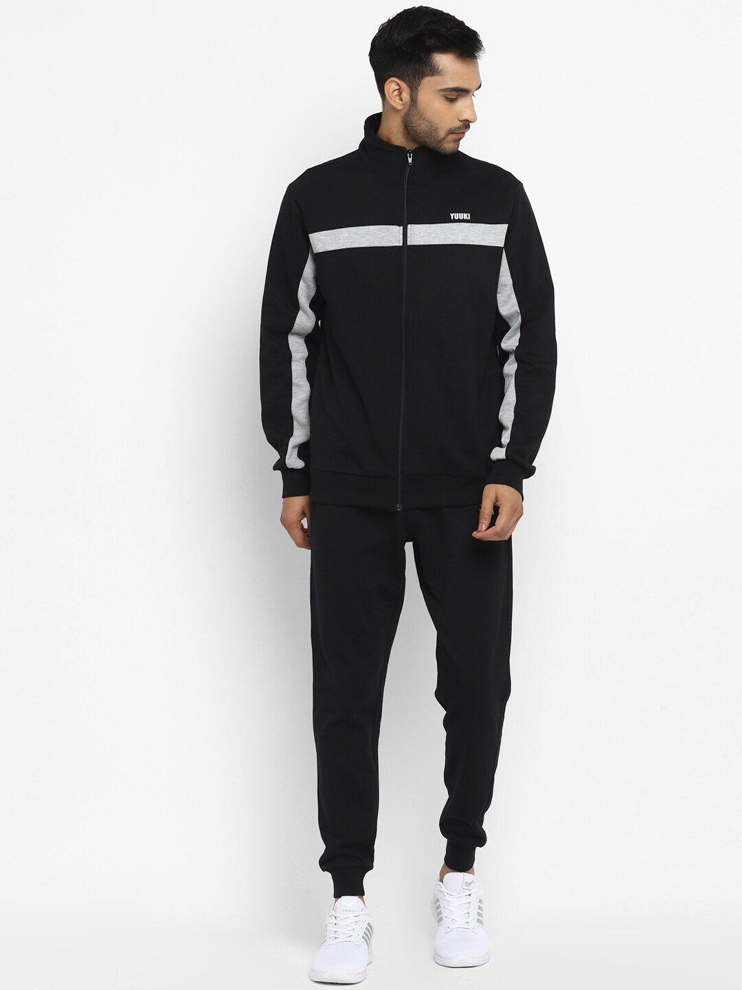 yuuki men black solid tracksuit