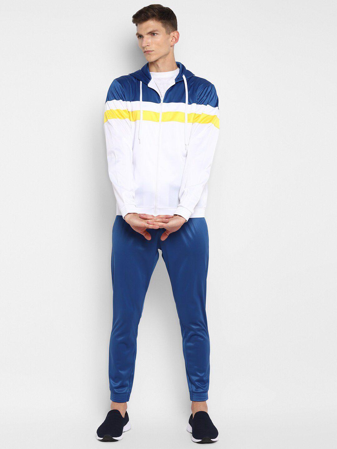 yuuki men blue & white colourblocked tracksuit