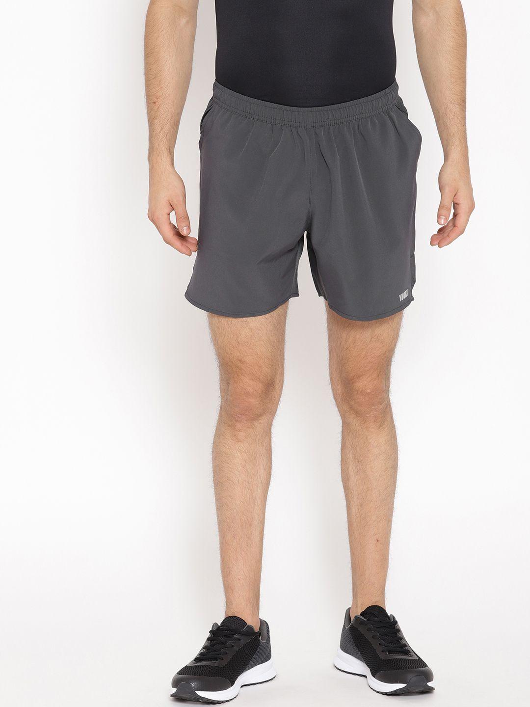 yuuki men charcoal grey solid regular fit running shorts
