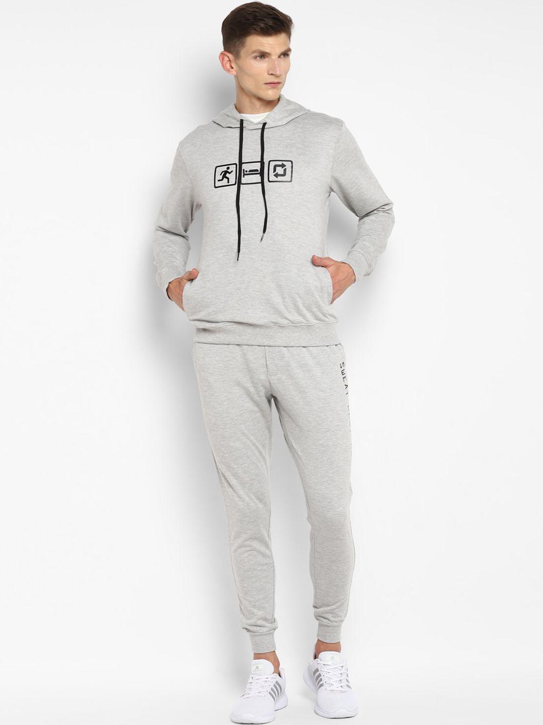 yuuki men grey melange & black printed tracksuit