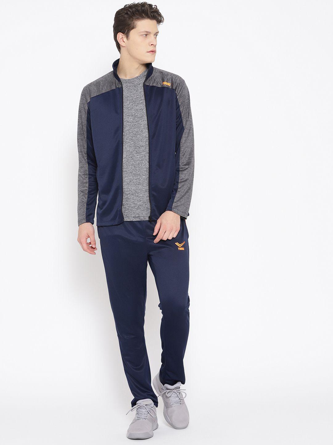 yuuki men navy blue solid tracksuit