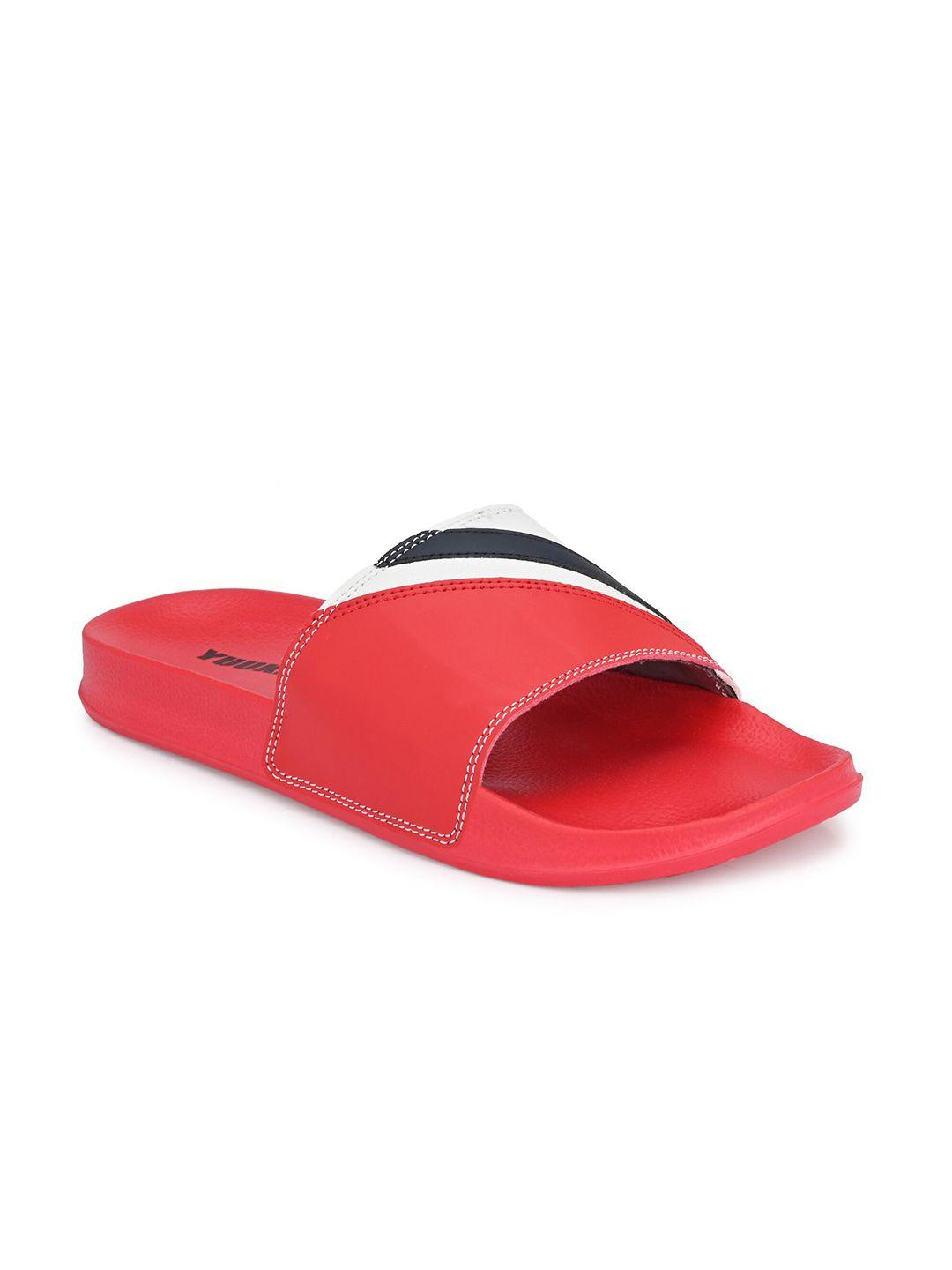 yuuki men red & white colourblocked sliders