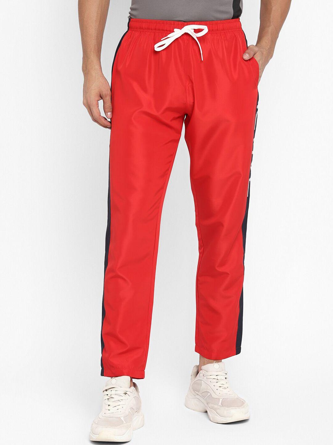yuuki men red solid side panel active rapid-dry track pants
