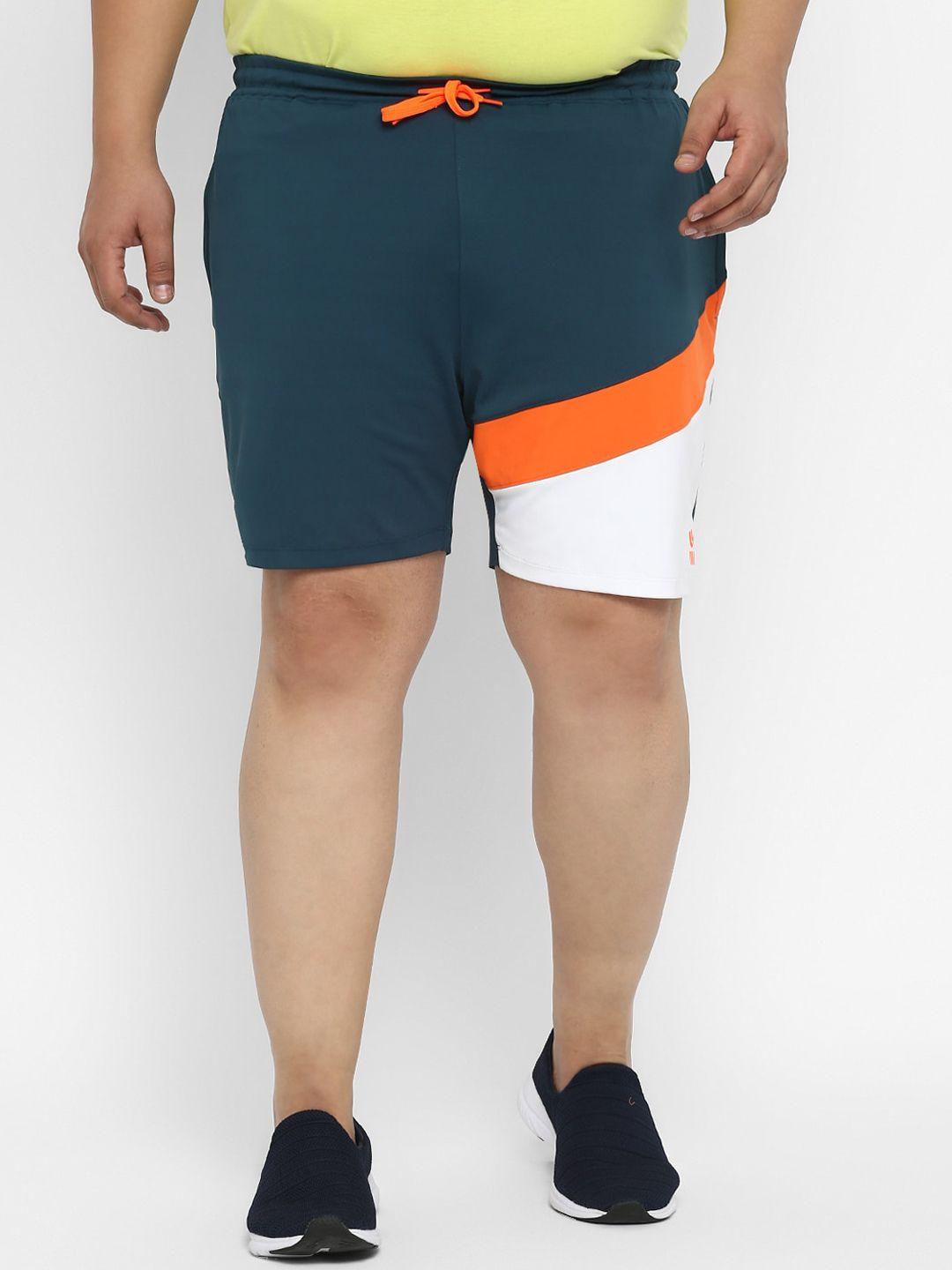 yuuki men teal colorblocked rapid-dry gym shorts