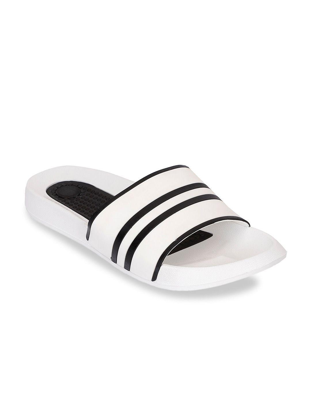 yuuki men white & black striped sliders