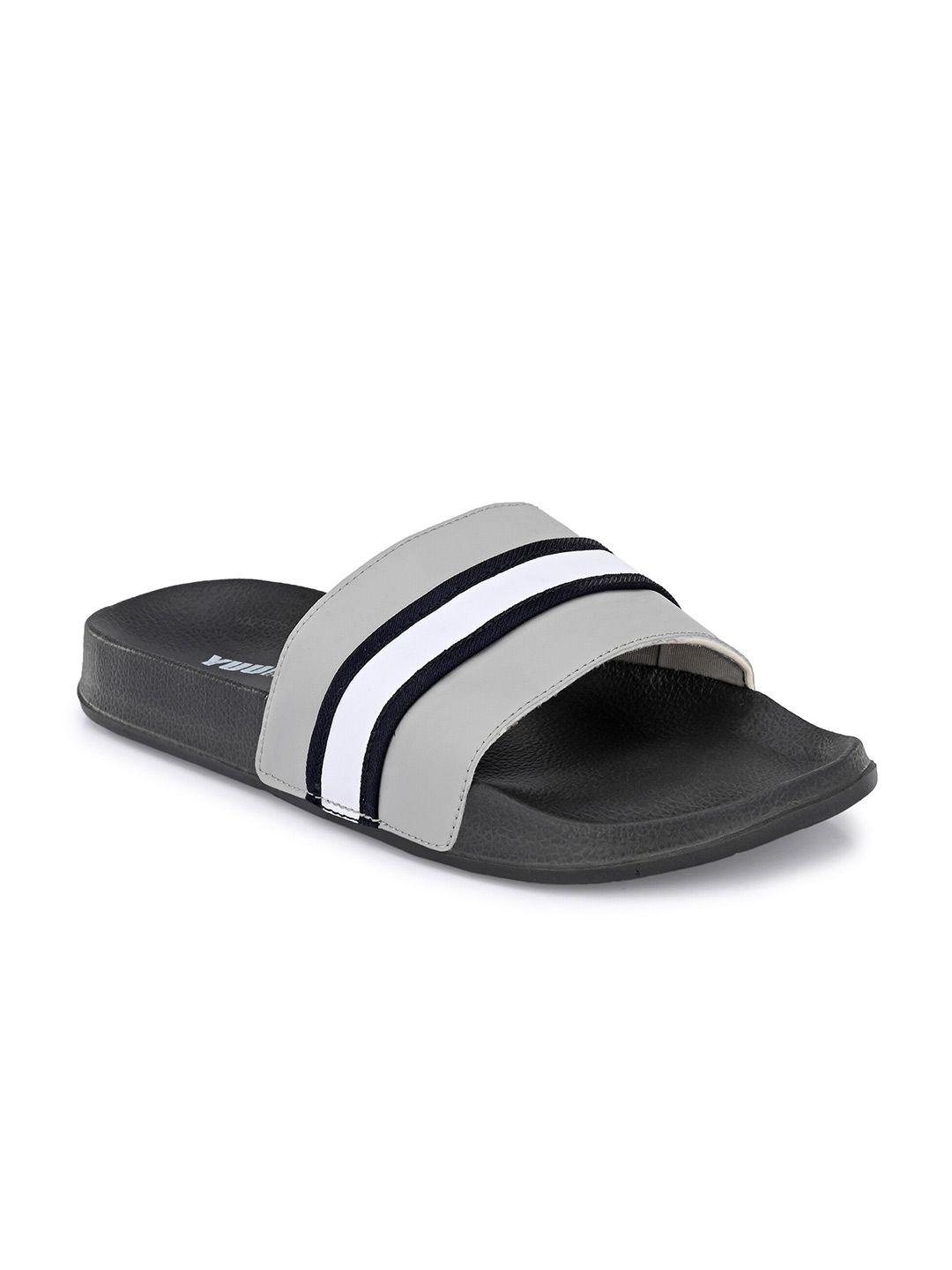 yuuki men white & white striped sliders