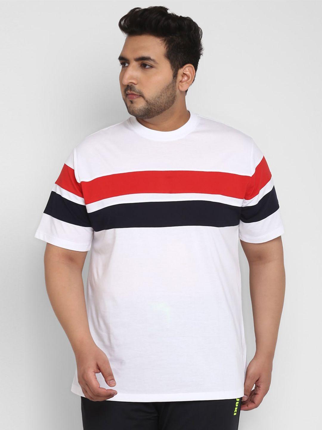 yuuki men white striped casual plus size t-shirt