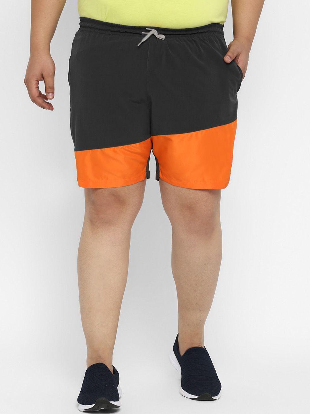 yuuki plus size men grey colourblocked outdoor sports shorts