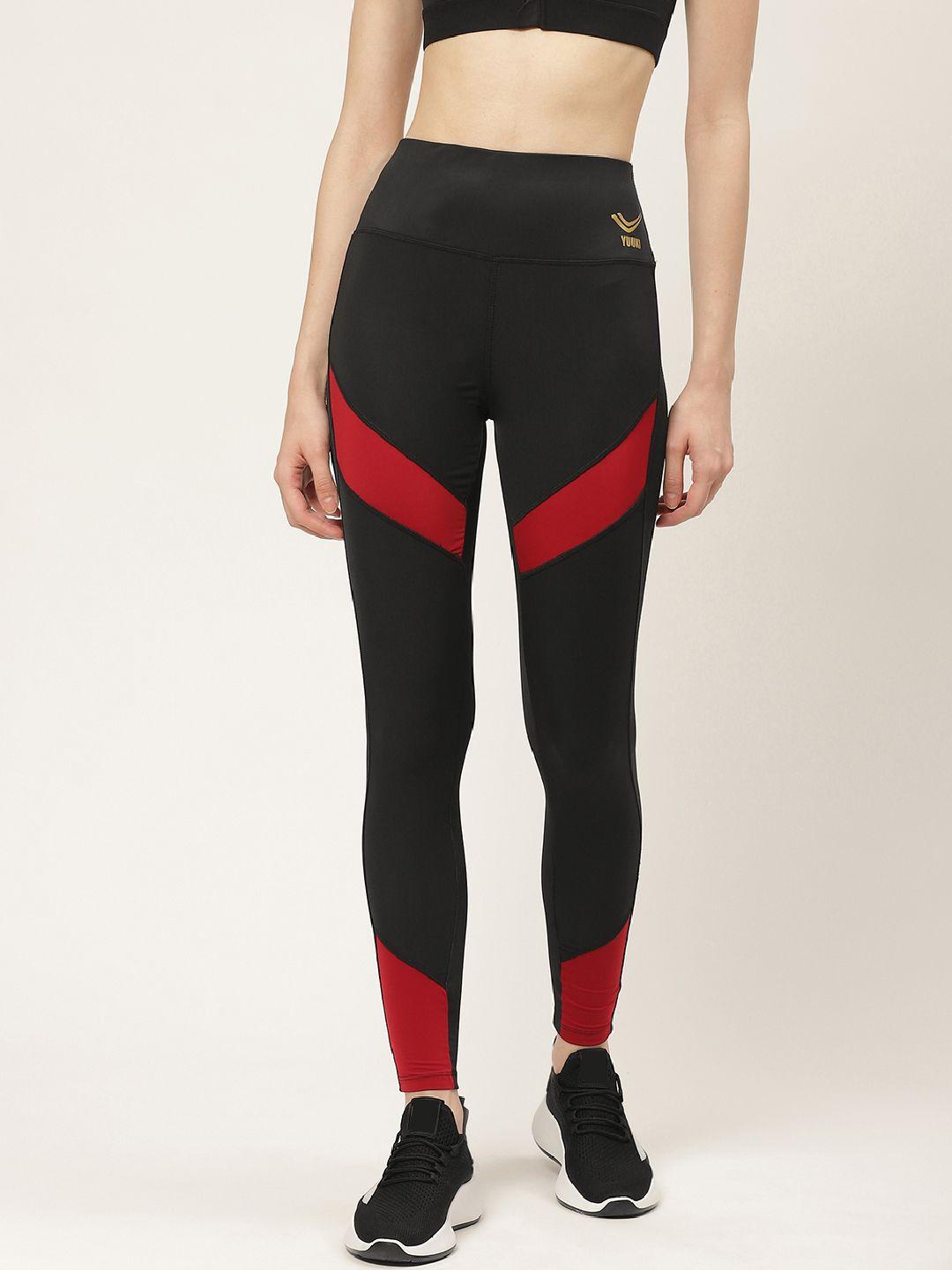 yuuki women black & red striped detail training or gym tights
