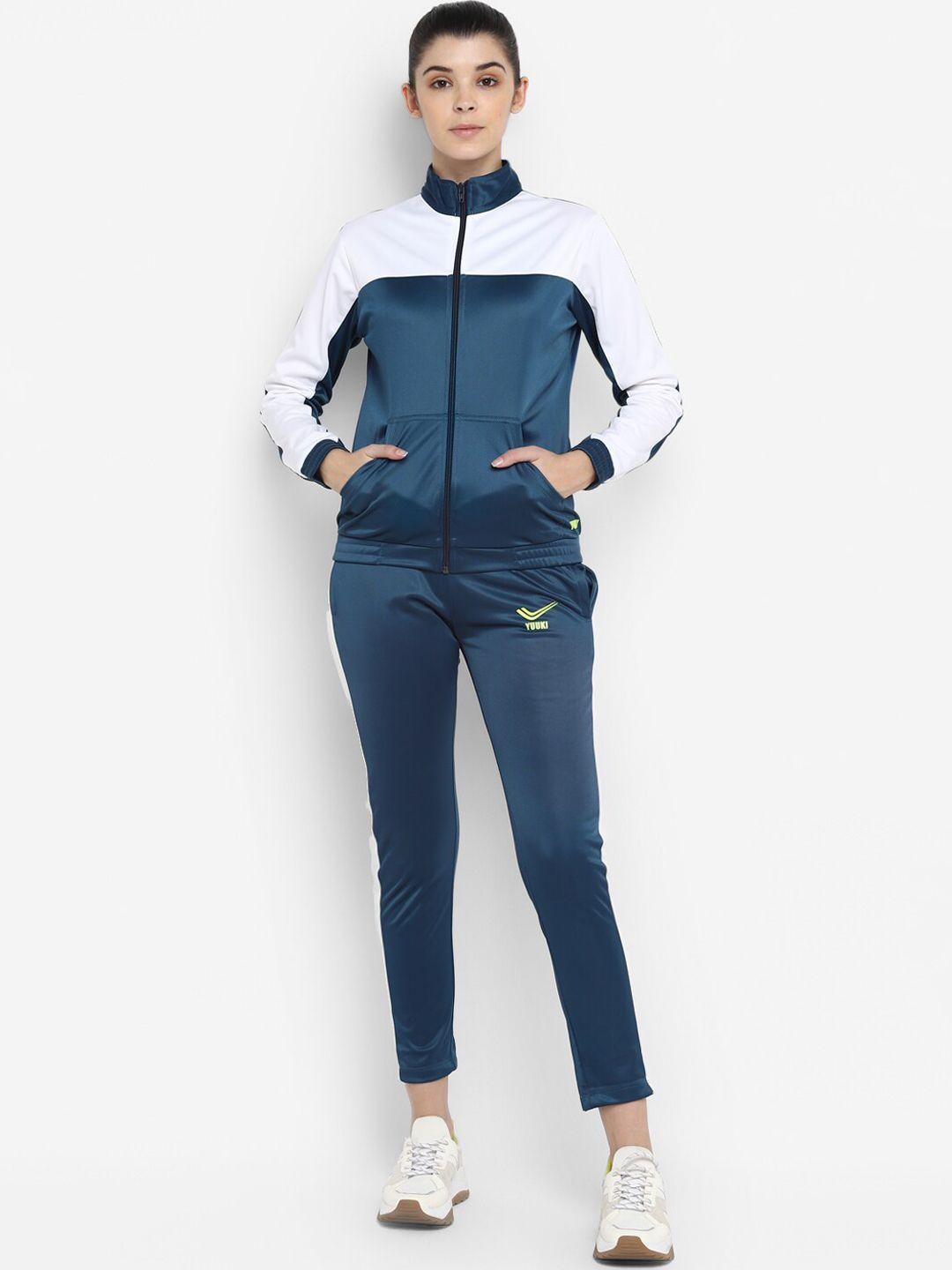 yuuki women teal-blue solid tracksuits