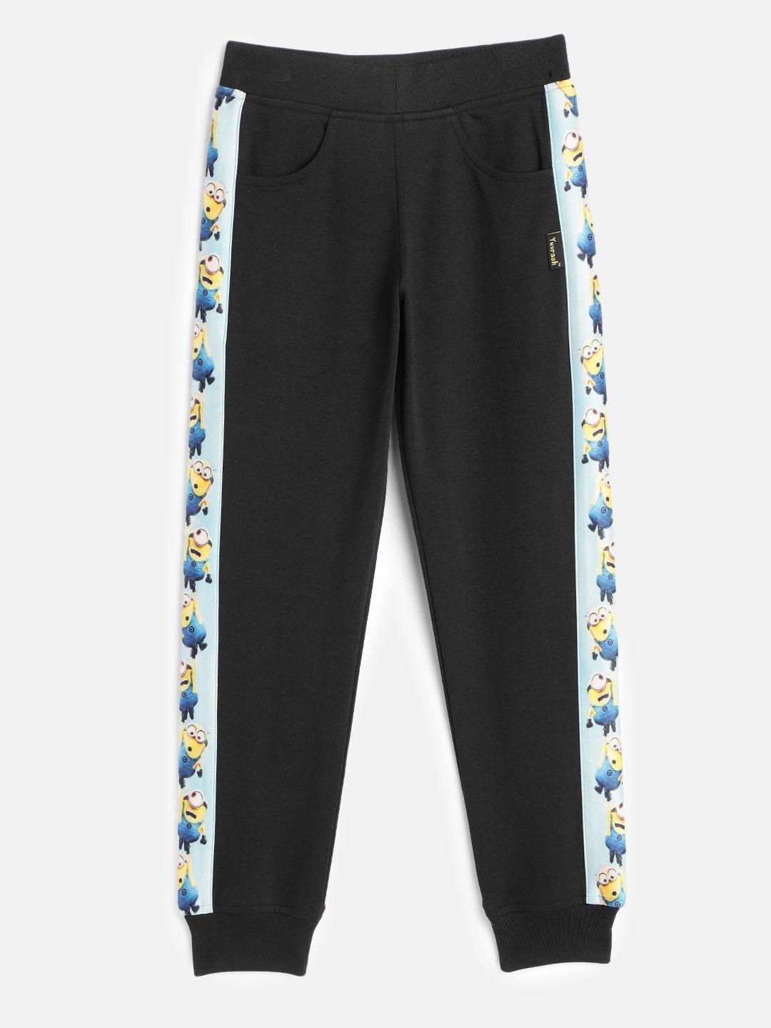 yuvraah kids unisex black minion printed joggers