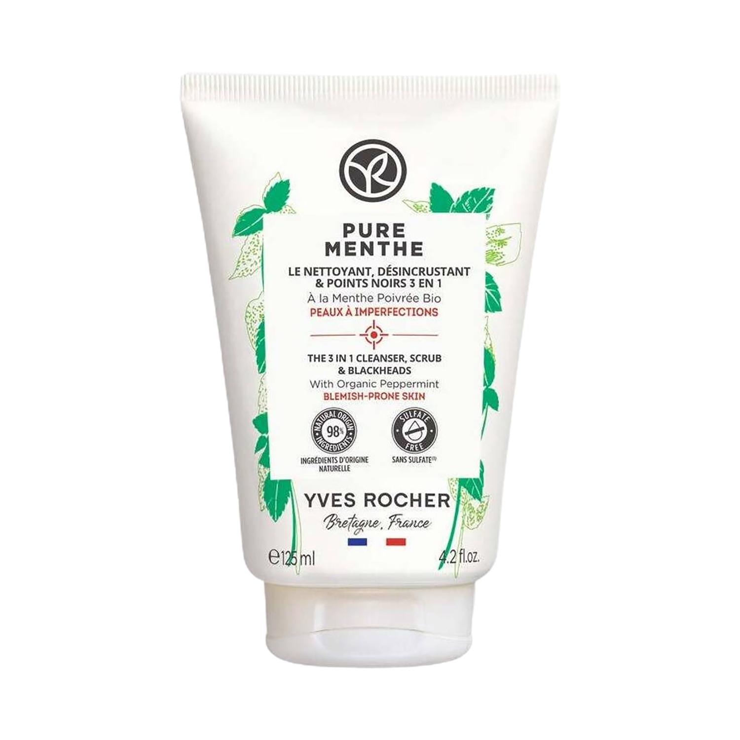 yves rocher pure menthe the 3-in-1 cleanser, scrub & anti blackhead (125ml)