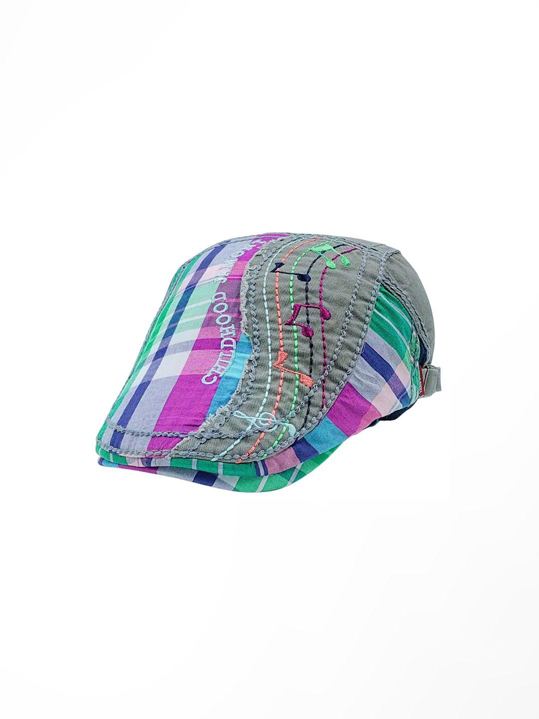 zacharias boys grey & pink embroidered ascot cap