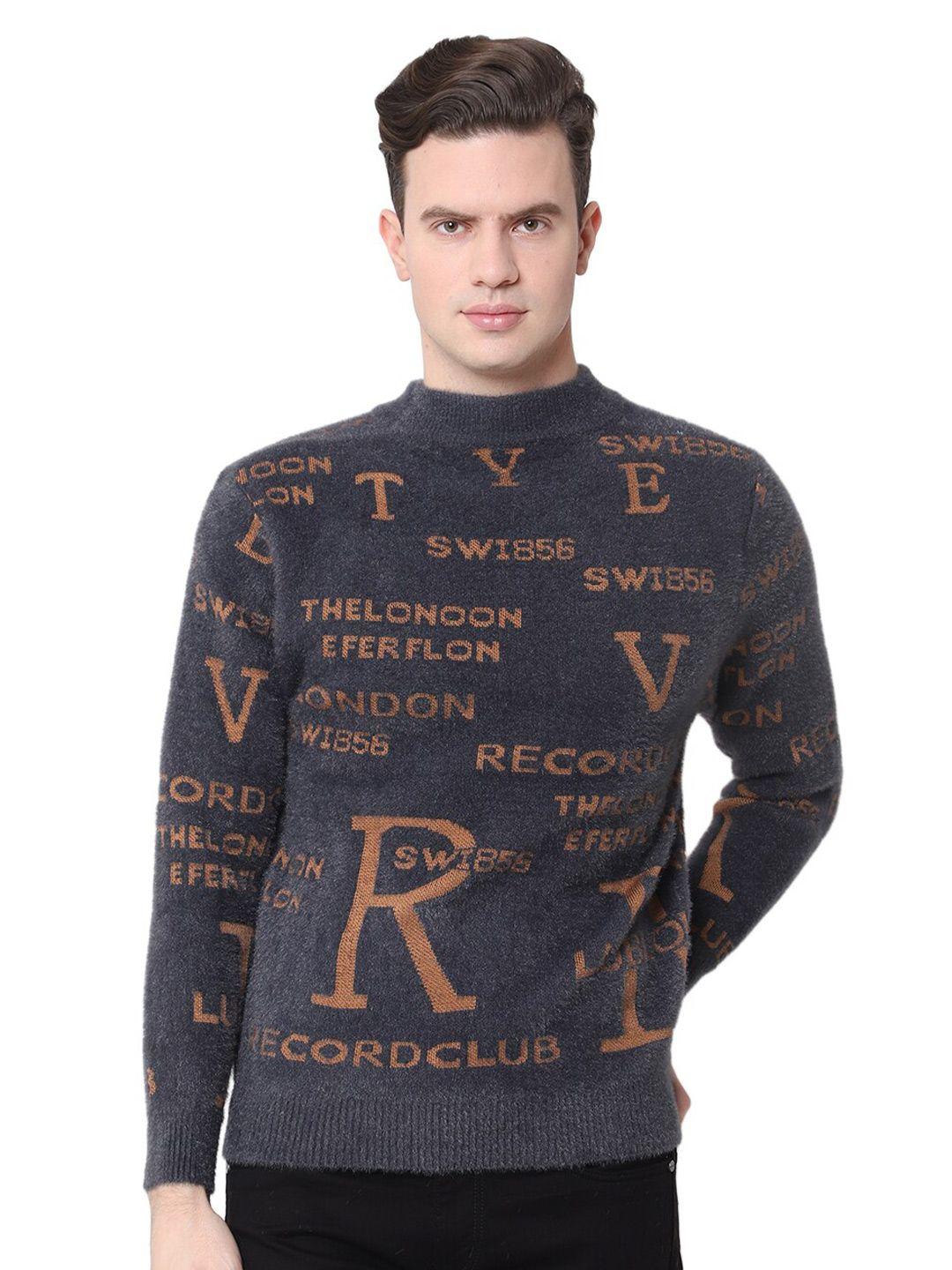 zacharias men typography printed woollen sweater vest