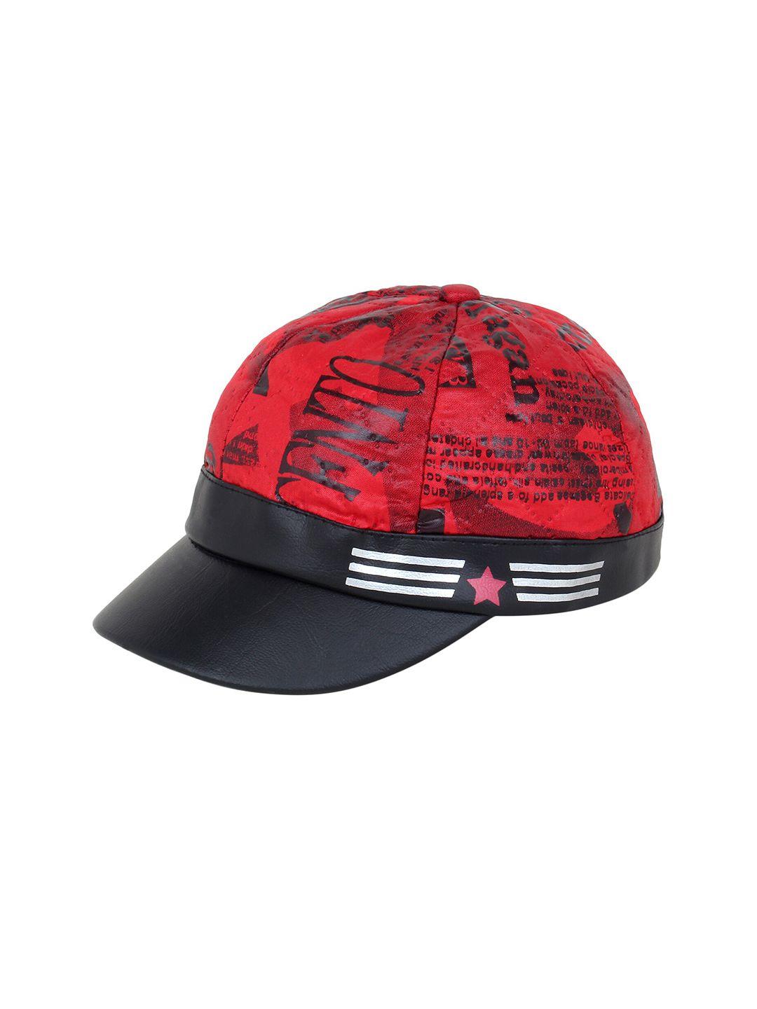 zacharias boys red & black printed baseball cap