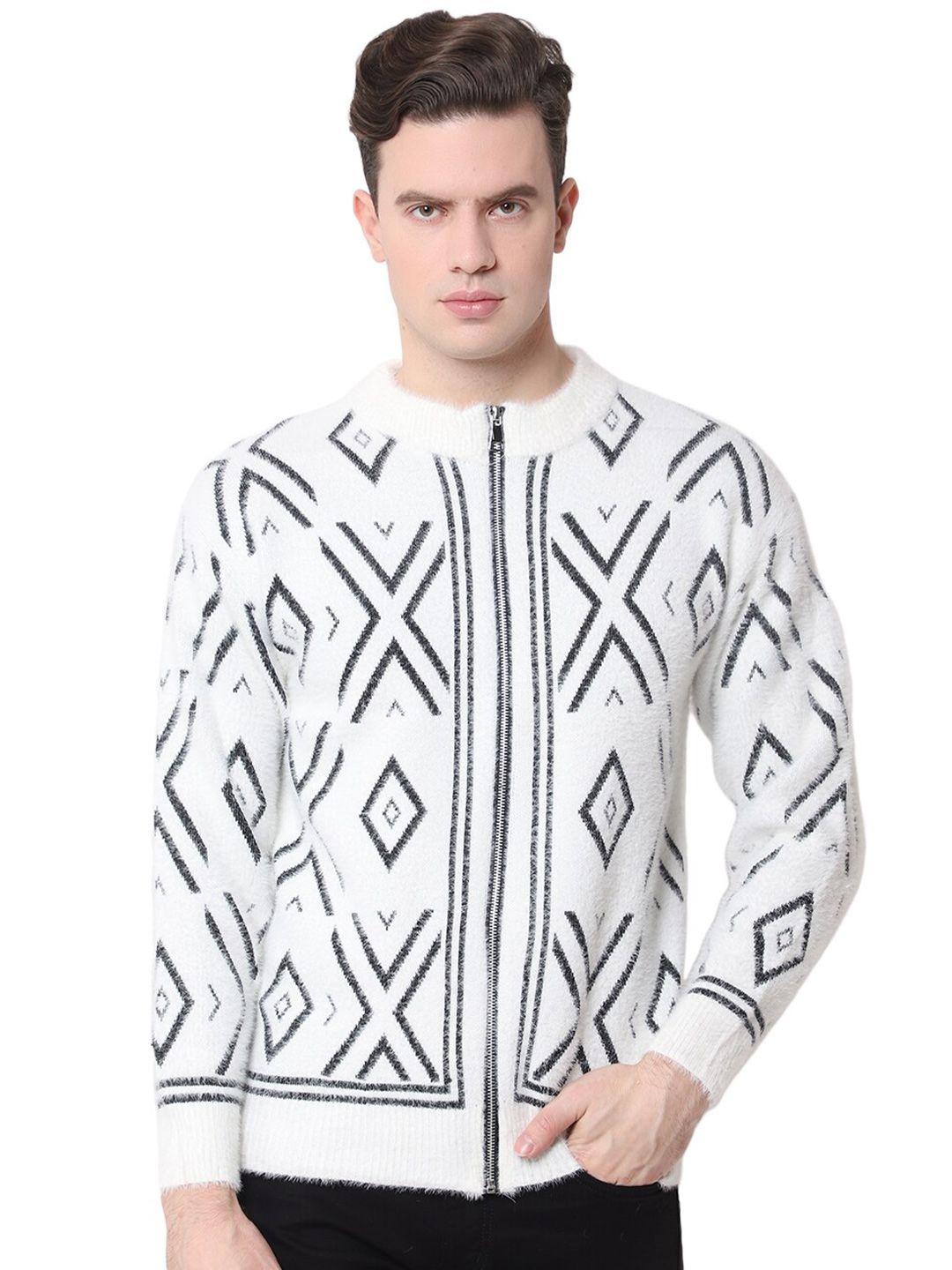 zacharias geometric printed long sleeves wool sweater